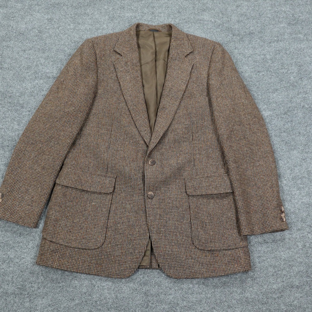Vintage Haggar Blazer Mens Brown 100% Pure Wool Tweed Two Button Sport Coat